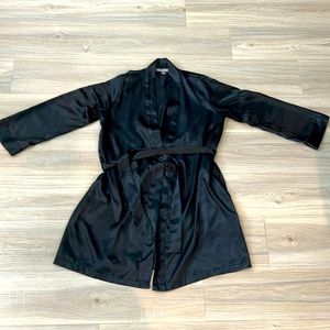 Womens Black Silk Robe